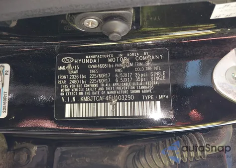 2015 Hyundai Tucson Gls z USA, uszkodzony, nr VIN KM8JTCAF4FU103290